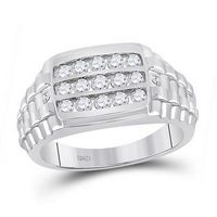 10k White Gold Round Diamond Channel Set Band Ring 3/4 Cttw