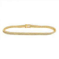 14k Yellow Gold Round Diamond 2-Row Tennis Bracelet 1 Cttw