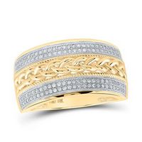 10k Yellow Gold Round Diamond Wedding Braid Inlay Band Ring 1/3 Cttw