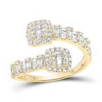 10k Yellow Gold Round Diamond Cushion Cuff Band Nicoles Dream Collection Ring 5/8 Cttw