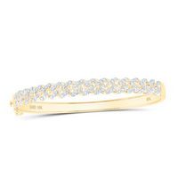 10k Yellow Gold Round Diamond Miami Cuban Bangle Nicoles Dream Collection Bracelet 1-5/8 Cttw