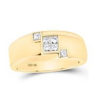 10k Yellow Gold Princess Diamond Band Ring 3/8 Cttw