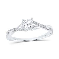 14k White Gold Princess Diamond Solitaire Bridal Engagement Ring 1/2 Cttw (Certified)