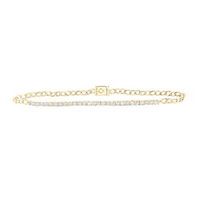 10k Yellow Gold Round Diamond Single Row Fashion Bracelet 3/4 Cttw