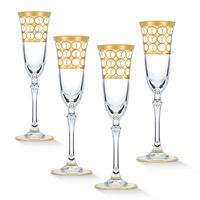 Lorren Home Trends Infinity Gold Ring Champagne Flute, Set of 4