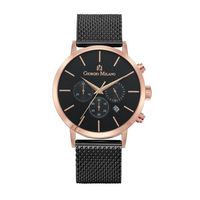 Noe - Men'S Giorgio Milano Rose Gold Tone With Black Stainless Steel Mesh Band