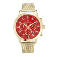 Sante - Men%27S Giorgio Milano Stainless Steel Gold Tone Watch With Red Dial - Mesh Band