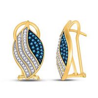 10K Yellow Gold Round Blue Diamond Fashion Earrings 1/2 Cttw