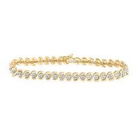 10K Yellow Gold Round Diamond S-Link Tennis Bracelet 1/2 Cttw
