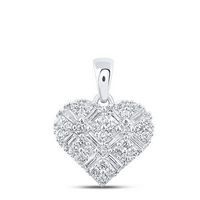 10K White Gold Baguette Diamond Heart Nicoles Dream Collection Pendant 5/8 Cttw