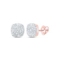 10K Rose Gold Round Diamond Square Nicoles Dream Collection Earrings 1/2 Cttw