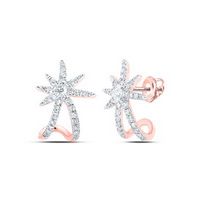 10K Rose Gold Round Diamond Lobe Star Nicoles Dream Collection Earrings 3/8 Cttw