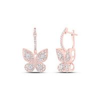 10K Rose Gold Round Diamond Butterfly Nicoles Dream Collection Earrings 5/8 Cttw