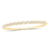 10K Yellow Gold Round Diamond Bangle Bracelet 1 Cttw