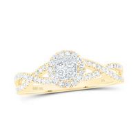 10K Yellow Gold Round Diamond Cluster Ring 3/8 Cttw