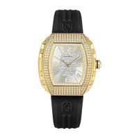 Regina- 242 Strap Women%27S Giorgio Milano Ip Gold Tone With Silver Dial And Black Strap