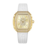 Regina- 242 Strap Women%27S Giorgio Milano Ip Gold Tone Curved Case With White Strap