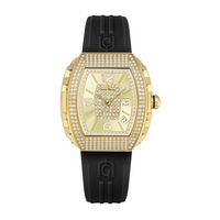 Regina- 242 Strap Women%27S Giorgio Milano Ip Gold Tone Curved Case With Black Strap