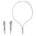 Silver Rope Design Tassel Necklace and Earring Set