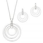Silver Triple Concentric Circles Pendant and Earring Set