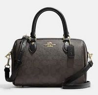 Coach Rowan Satchel In Signature Canvas - Gold/Brown Black