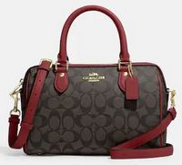 Coach Rowan Satchel In Signature Canvas - Gold/Brown 1941 Red