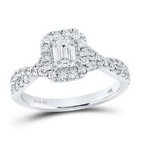 14K White Gold Emerald Diamond Solitaire Bridal Engagement Ring 1 Cttw (Certified)