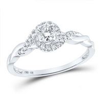 10K White Gold Round Diamond Solitaire Bridal Engagement Ring 1/3 Cttw (Certified)