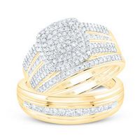 10K Yellow Gold Round Diamond Matching Nicoles Dream Collection Wedding Ring Set 3/4 Cttw