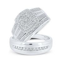 10K White Gold Round Diamond Matching Nicoles Dream Collection Wedding Ring Set 3/4 Cttw