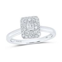 14K White Gold Emerald Diamond Halo Bridal Engagement Ring 1/2 Cttw