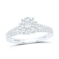 14K White Gold Round Diamond Fashion Ring 1/2 Cttw