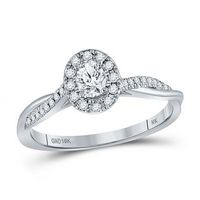 10K White Gold Oval Diamond Halo Bridal Engagement Ring 1/3 Cttw (Certified)