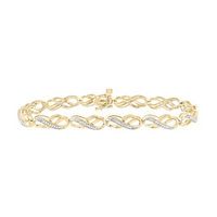 10K Yellow Gold Round Diamond Infinity Bracelet 1/4 Cttw