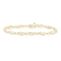 10K Yellow Gold Round Diamond Fashion Link Bracelet 1/3 Cttw