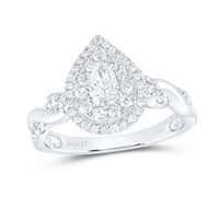 14K White Gold Pear Diamond Solitaire Bridal Engagement Ring 1 Cttw (Certified)