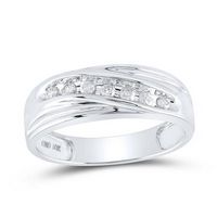 10K White Gold Round Diamond Wedding Single Row Band Ring 1/4 Cttw