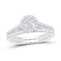 10K White Gold Diamond Bridal Wedding Ring Set 1/3 Cttw