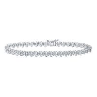 Sterling Silver Round Diamond S Link Tennis Bracelet 1/3 Cttw