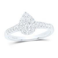 14K White Gold Pear Diamond Solitaire Bridal Engagement Ring 1/2 Ctw (Certified)