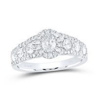 14K White Gold Oval Diamond Halo Bridal Engagement Ring 1-1/5 Cttw (Certified)