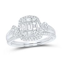 14K White Gold Baguette Diamond Bridal Wedding Ring Set 5/8 Cttw