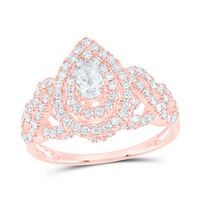 14K Rose Gold Pear Diamond Tear Solitaire Bridal Engagement Ring 1 Cttw (Certified)