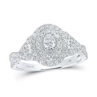 14K White Gold Oval Diamond Solitaire Halo Bridal Engagement Ring 1 Cttw