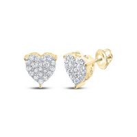 10K Yellow Gold Round Diamond Heart Nicoles Dream Collection Earrings 1/2 Cttw
