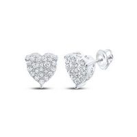 10K White Gold Round Diamond Heart Nicoles Dream Collection Earrings 1/2 Cttw