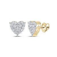 10K Yellow Gold Round Diamond Heart Nicoles Dream Collection Earrings 3/4 Cttw