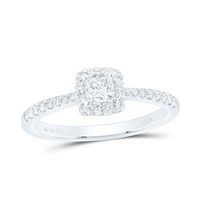 14K White Gold Princess Diamond Square Halo Bridal Engagement Ring 1/2 Cttw (Certified)