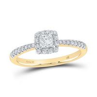 14K Yellow Gold Princess Diamond Square Halo Bridal Engagement Ring 1/2 Cttw (Certified)