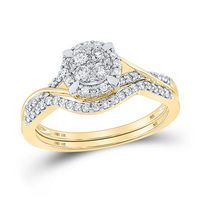 10K Yellow Gold Round Diamond Nicoles Dream Collection Bridal Wedding Ring Set 3/8 Cttw